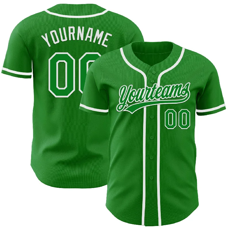 Baseball Jerseys With Unique Patterns-Custom Grass Green White Authentic Baseball Jersey