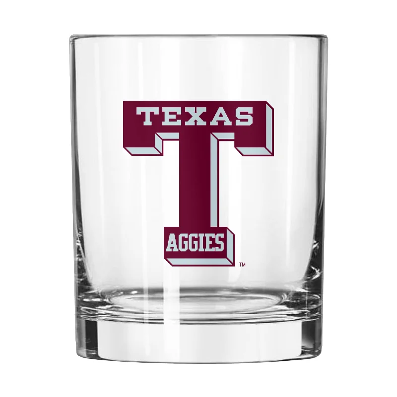 Premium Custom Team Mugs-Texas A&M Vault 14oz Gameday Rocks Glass