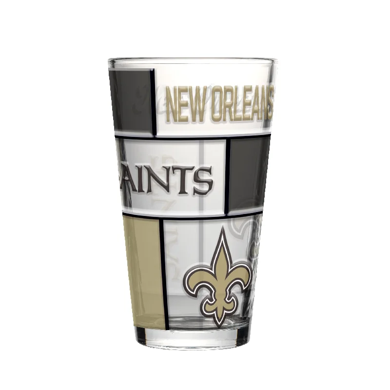 Custom Team Mugs With Fun Quotes-New Orleans Saints 16oz Quilted Stained Pint Glass