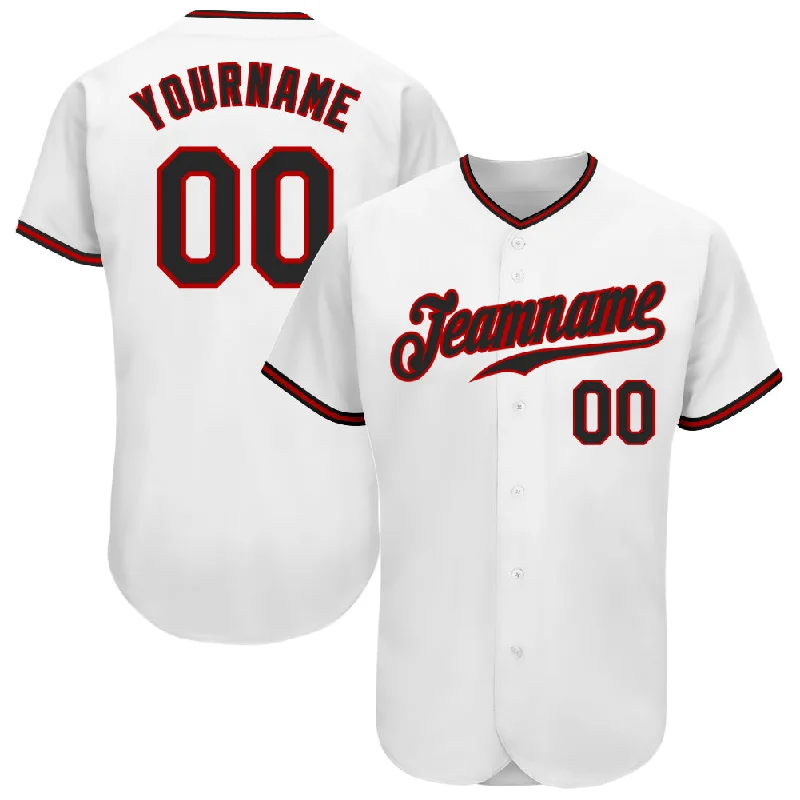 Classic Cotton Baseball Jerseys-Custom White Black-Red Authentic Baseball Jersey