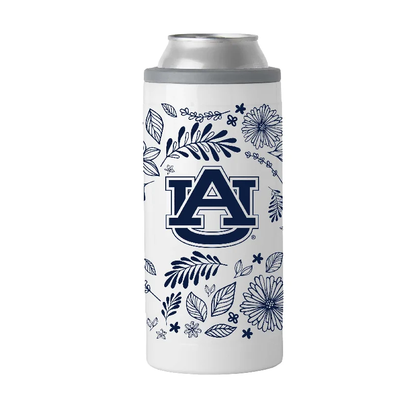 Team Mugs For Fundraising-Auburn 12oz Botanical Slim Can Coolie