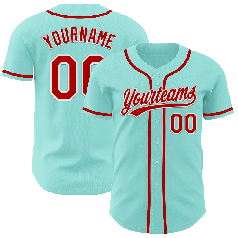 Vintage Baseball Jerseys-Custom Ice Blue Red-White Authentic Baseball Jersey