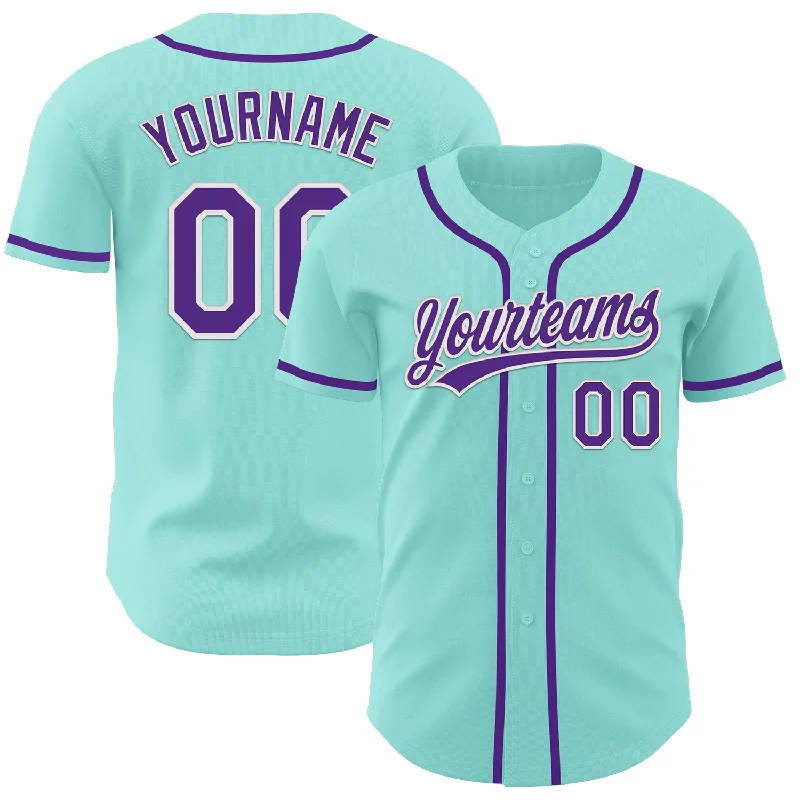 Baseball Jerseys With Flexible Designs-Custom Ice Blue Purple-White Authentic Baseball Jersey