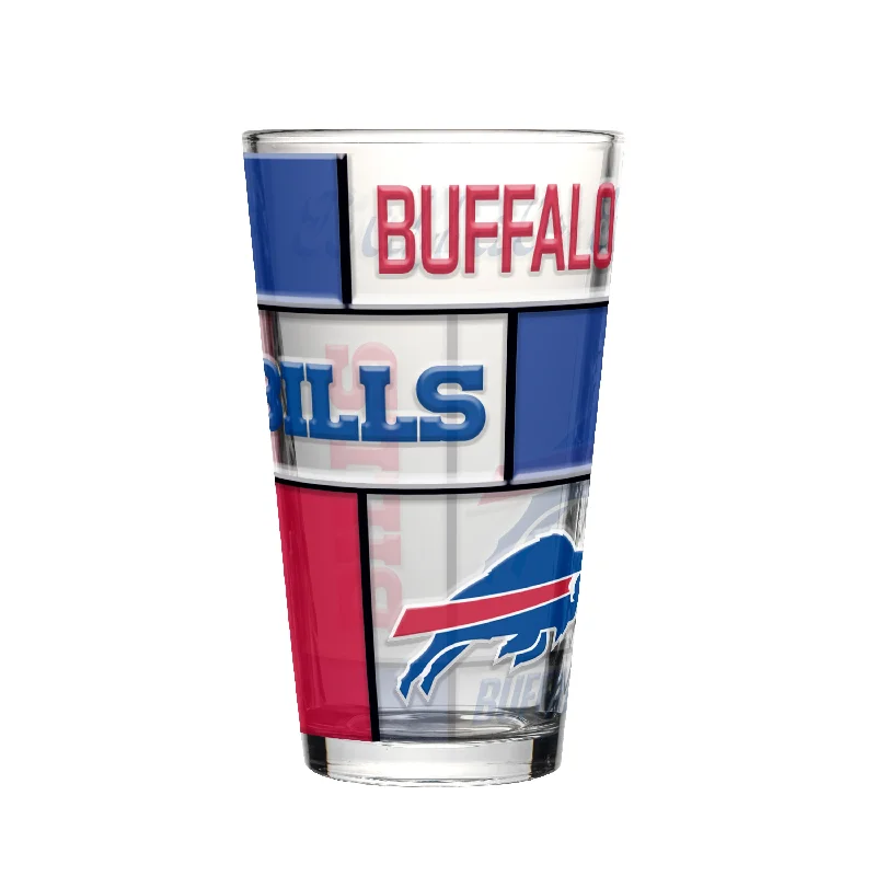 Team Mugs For Student Organizations-Buffalo Bills 16oz Quilted Stained Pint Glass