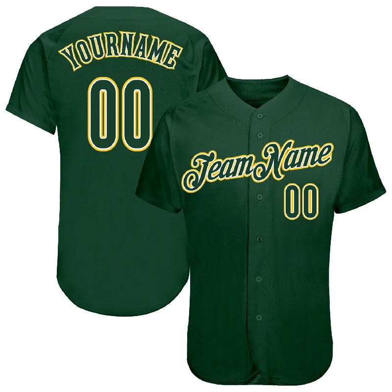 High-Quality Baseball Jerseys-Custom Green Green-Gold Authentic Baseball Jersey