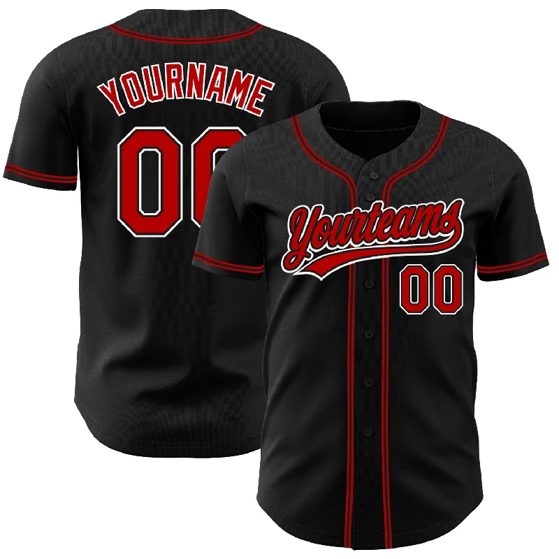 Custom Baseball Jerseys For Training-Custom Black Red-White Authentic Baseball Jersey