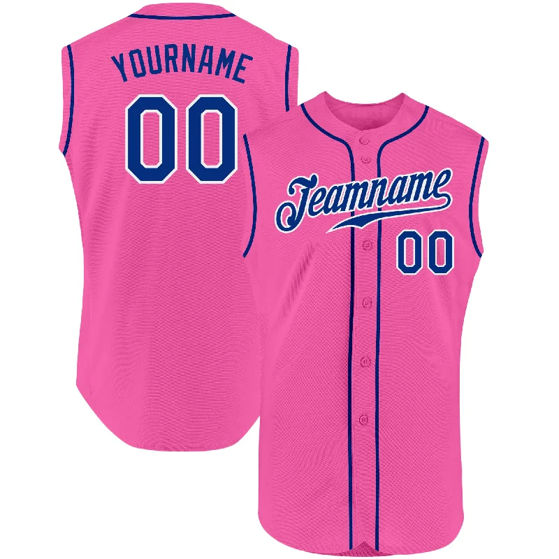 Custom Baseball Jerseys With Logo & Number-Custom Pink Royal-White Authentic Sleeveless Baseball Jersey