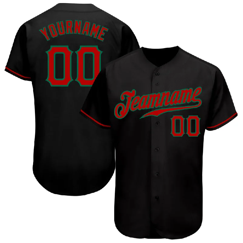 Baseball Jerseys For Quick Delivery-Custom Black Red-Kelly Green Authentic Baseball Jersey