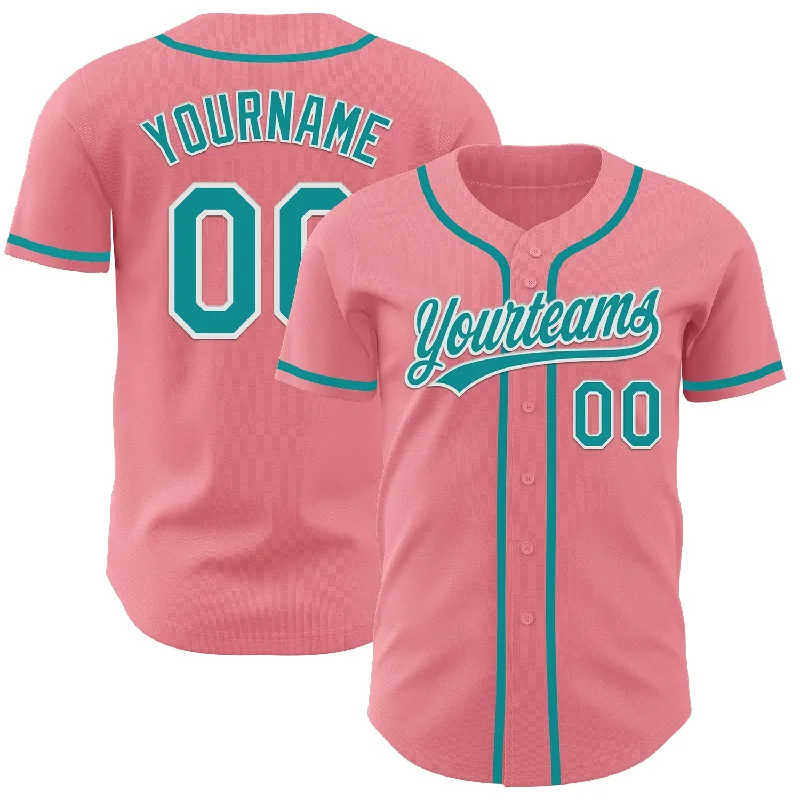 Baseball Jerseys For Gift Giving-Custom Medium Pink Teal-White Authentic Baseball Jersey