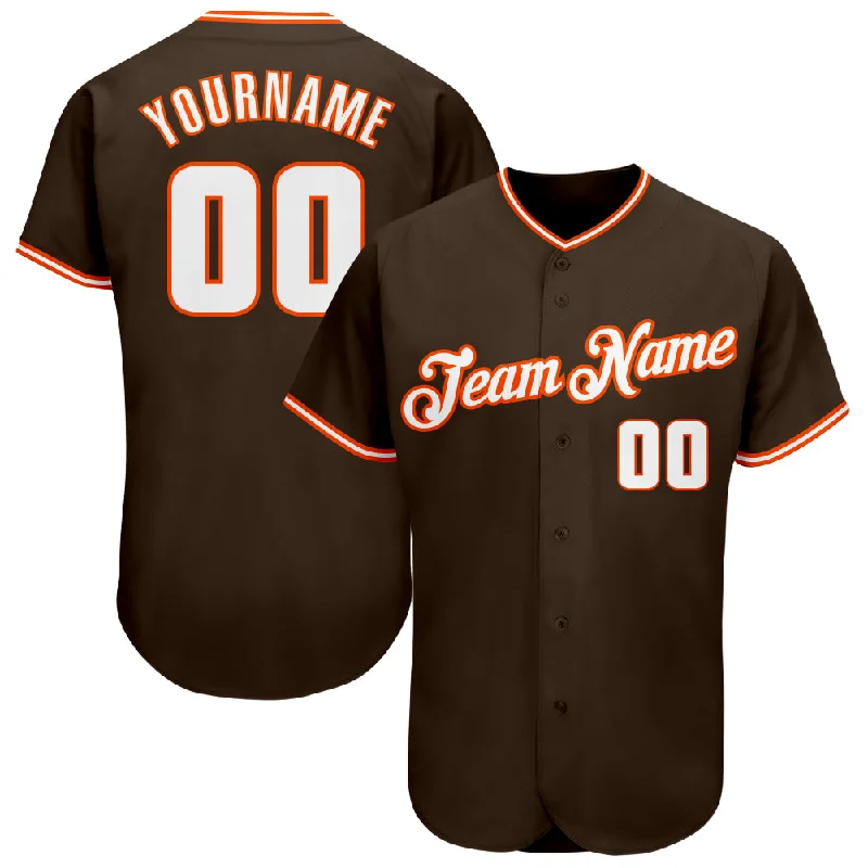 Custom Baseball Jerseys For Supporters-Custom Brown White-Orange Authentic Baseball Jersey