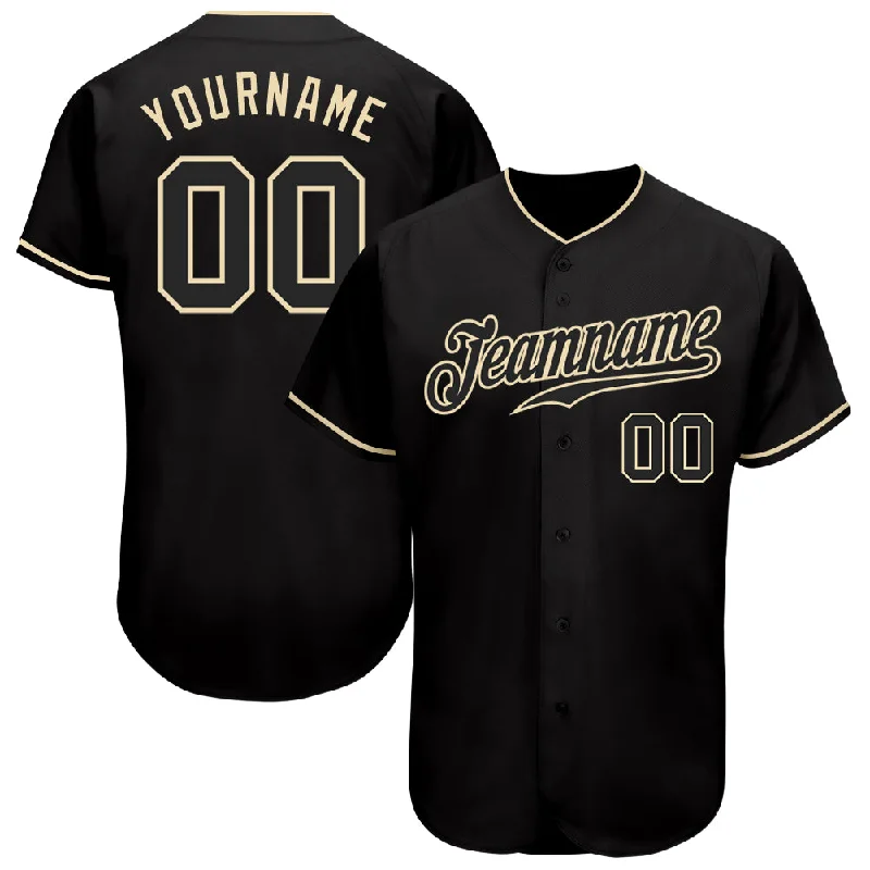 High-Performance Baseball Jerseys-Custom Black Black-Cream Authentic Baseball Jersey