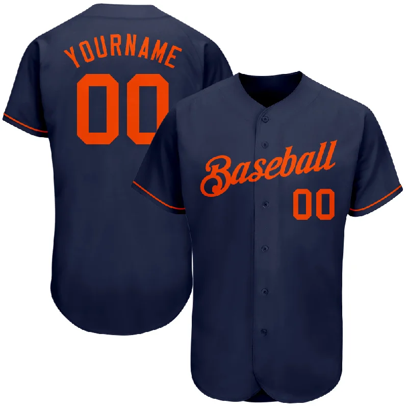 Custom Baseball Jerseys For Casual Wear-Custom Navy Orange Authentic Baseball Jersey