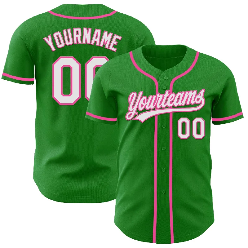 Limited Edition Baseball Jerseys-Custom Grass Green White-Pink Authentic Baseball Jersey