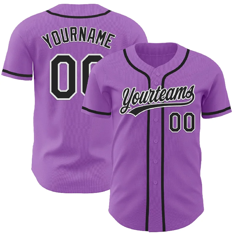 Custom Baseball Jerseys With Patterns-Custom Medium Purple Black-White Authentic Baseball Jersey