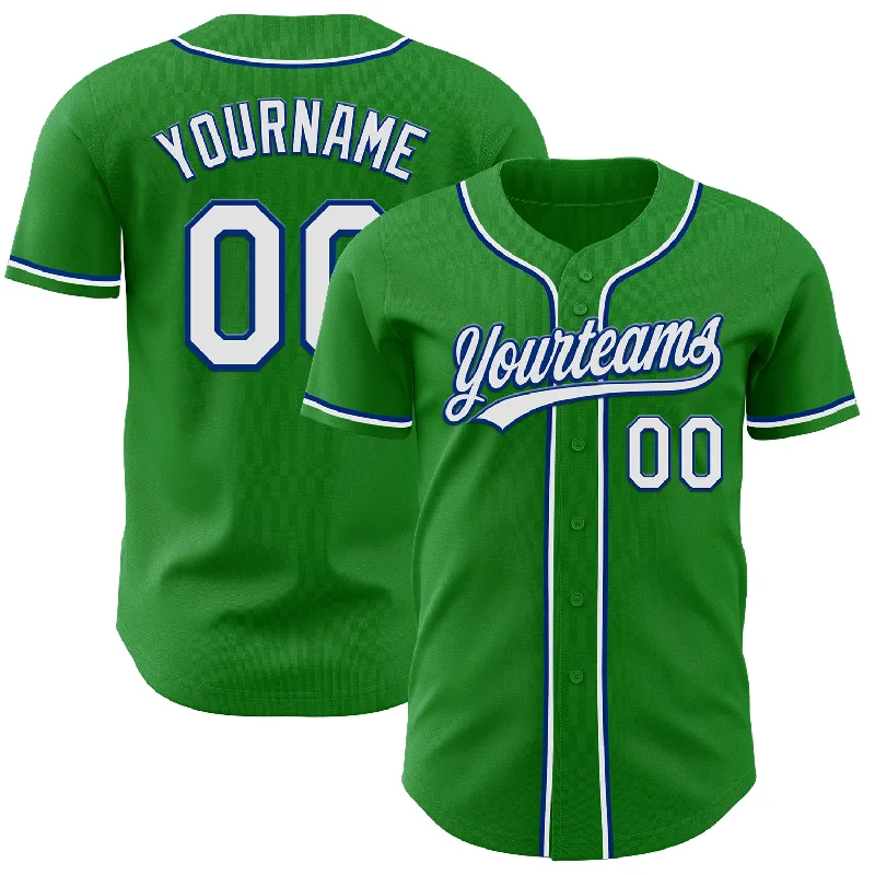 Custom Baseball Jerseys With Fashionable Designs-Custom Grass Green White-Royal Authentic Baseball Jersey