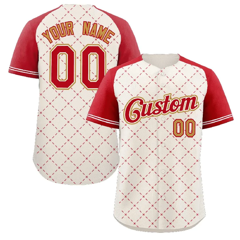 Baseball Jerseys With Player Names-Custom Cream Red White-Old Gold Rhombus Authentic Baseball Jersey