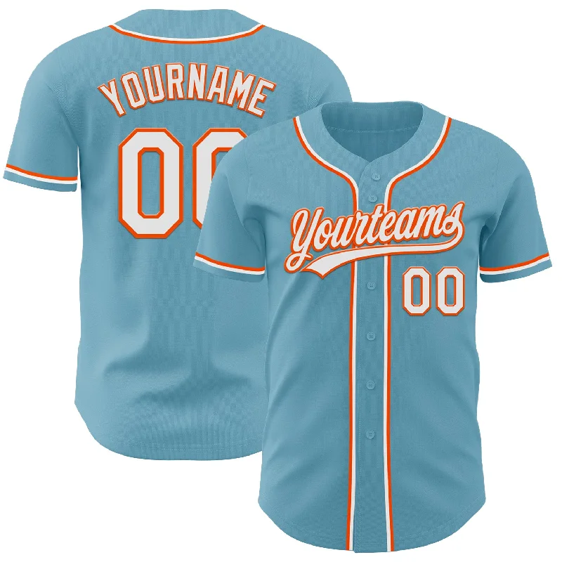 Custom Baseball Jerseys With Logos-Custom Shadow Blue White-Orange Authentic Baseball Jersey