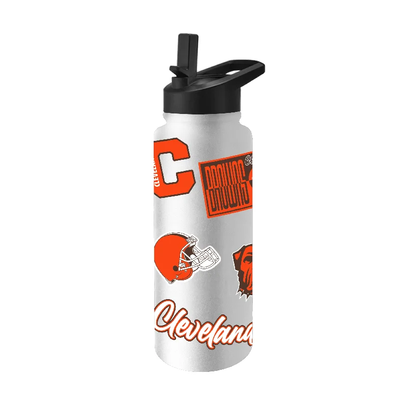 Custom Mugs For Sports Fans-Cleveland Browns Dream Weave 34oz Quencher Bottle