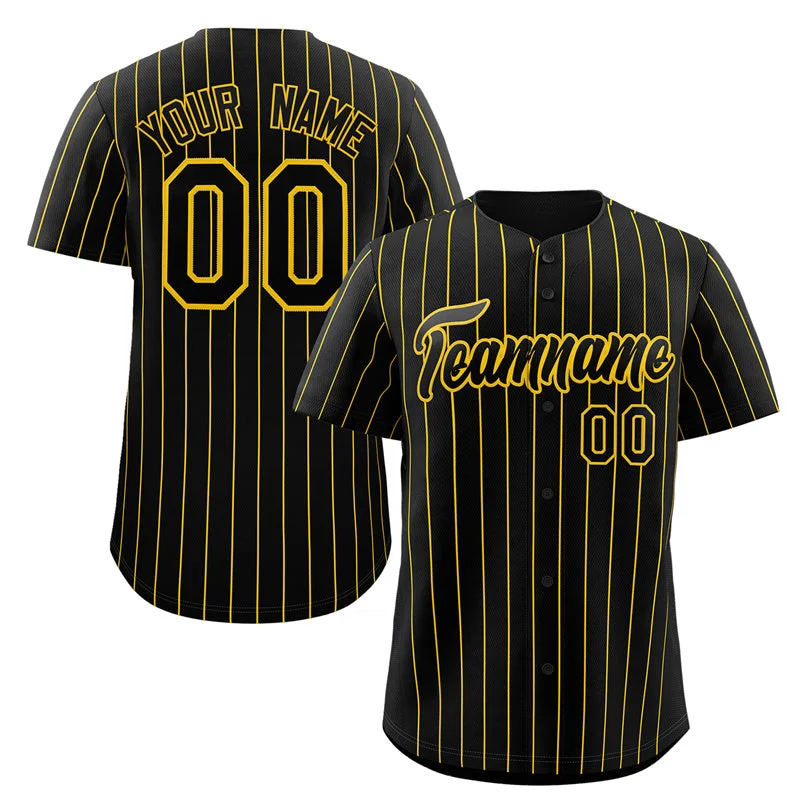 Personalized Baseball Jerseys With Custom Fabric-Custom Black Yellow Stripe Fashion Authentic Baseball Jersey