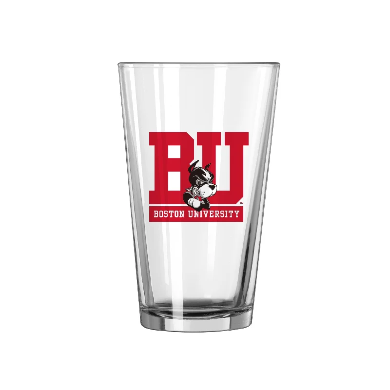 Team Mugs With Logo Prints-Boston University 16oz Gameday Pint Glass