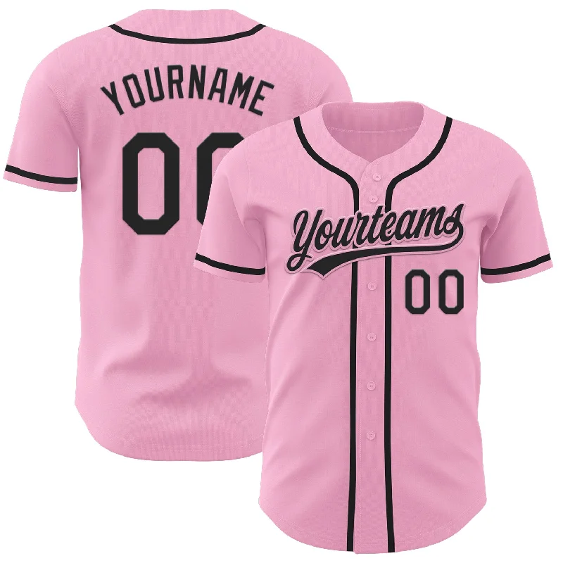 Professional Style Baseball Jerseys-Custom Light Pink Black Authentic Baseball Jersey