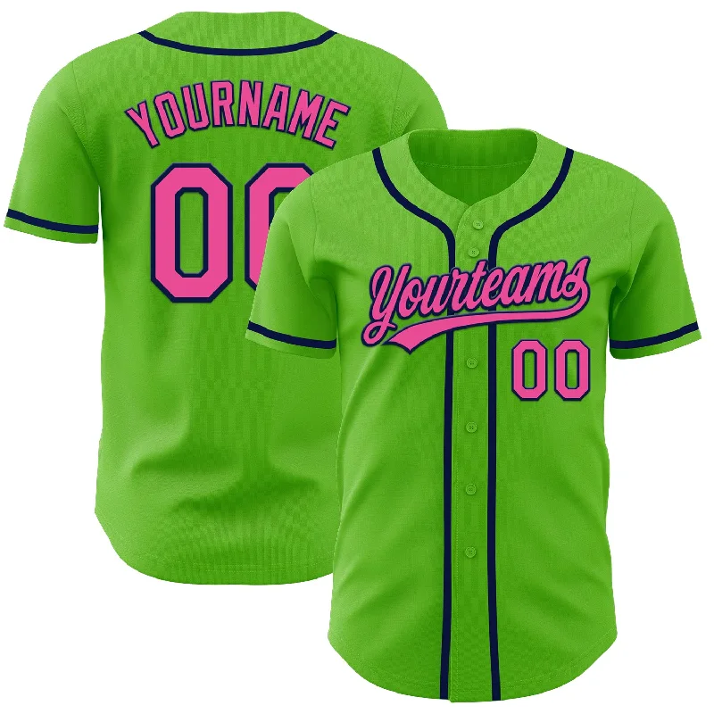 Baseball Jerseys For Adult Leagues-Custom Aurora Green Pink-Navy Authentic Baseball Jersey