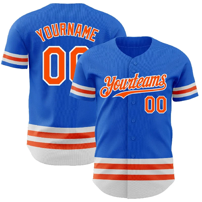 High-Performance Baseball Jerseys-Custom Thunder Blue Orange-White Line Authentic Baseball Jersey