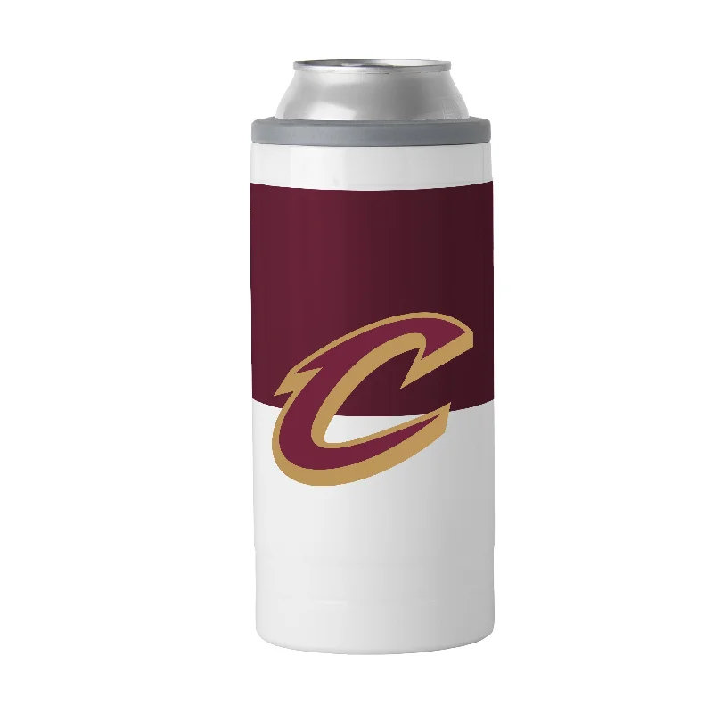 Personalized Team Mugs With Custom Graphics-Cleveland Cavilers Colorblock 12oz Slim Can Coolie