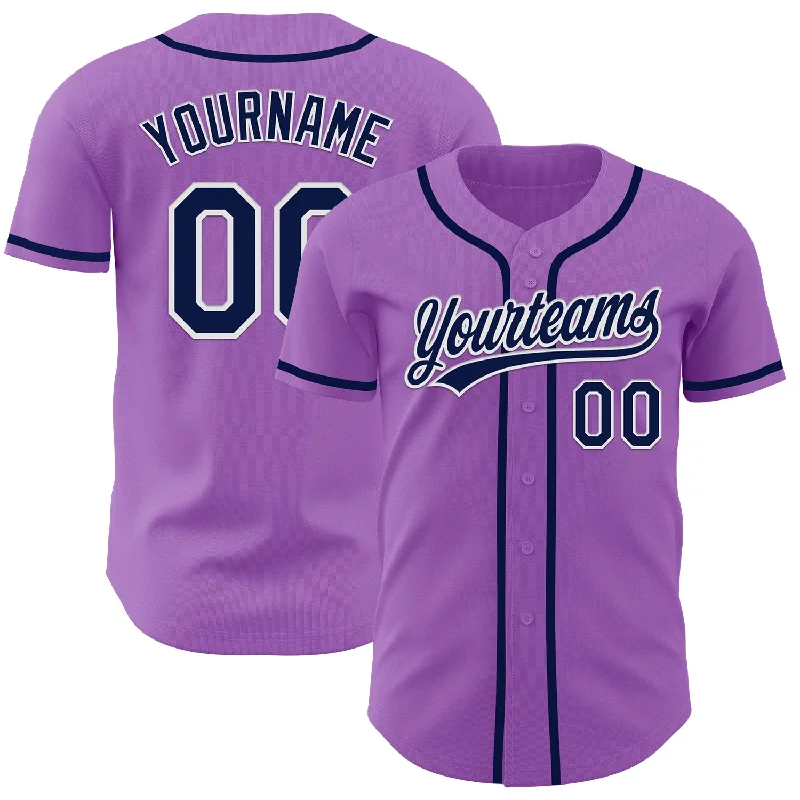 Baseball Jerseys With Durable Materials-Custom Medium Purple Navy-White Authentic Baseball Jersey