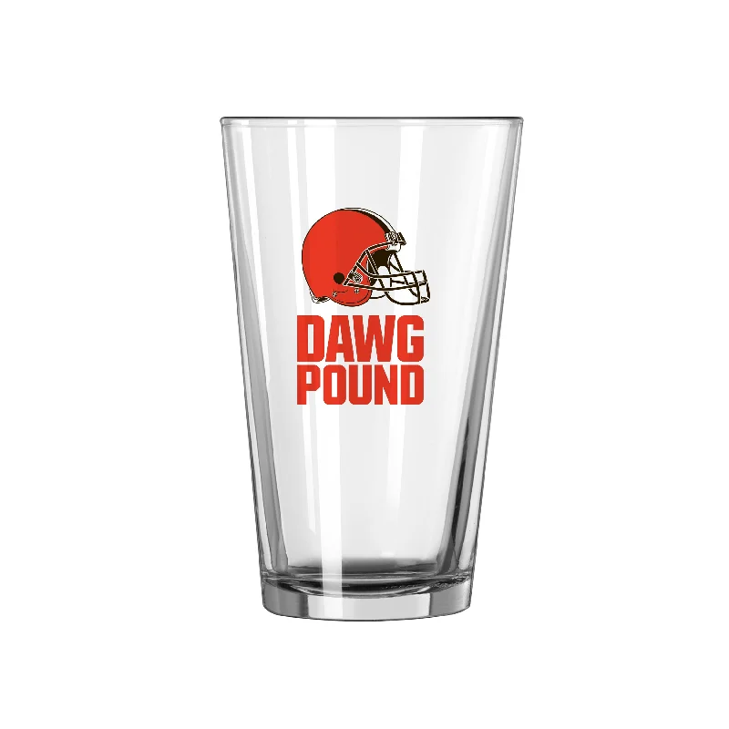 Affordable Custom Team Mugs-Cleveland Browns 16oz Slogan Pint Glass