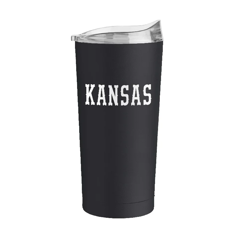 Team Mugs For Alumni-Kansas Vault 20oz Black Out Powder Coat Tumbler