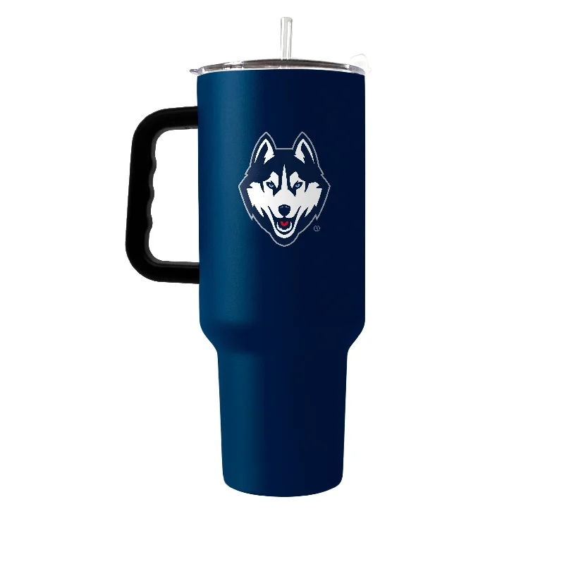 Custom Team Mugs For Weddings-UConn 40oz Flipside Powder Coat Tumbler