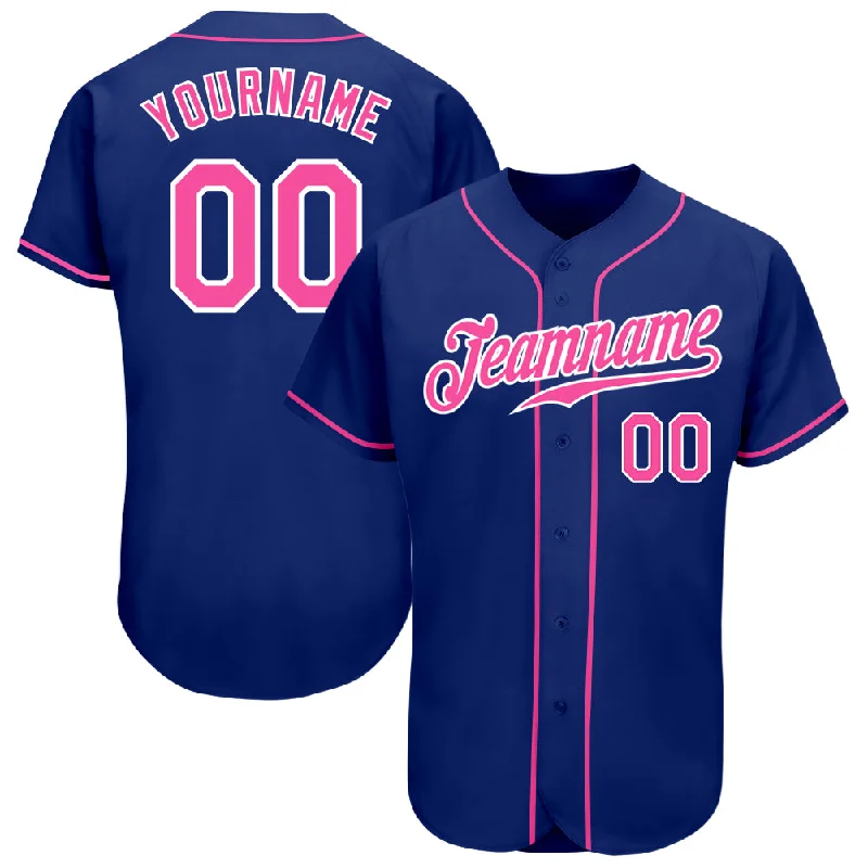 Baseball Jerseys For Softball Leagues-Custom Royal Pink-White Authentic Baseball Jersey