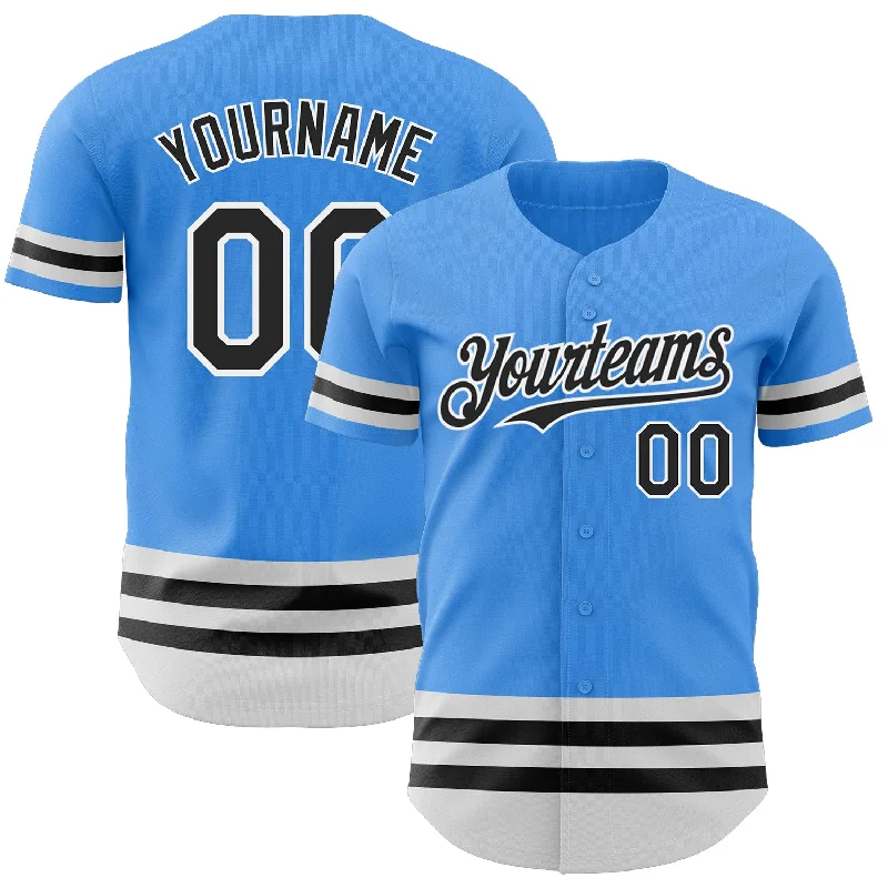 Baseball Jerseys For Custom Events And Tournaments-Custom Electric Blue Black-White Line Authentic Baseball Jersey