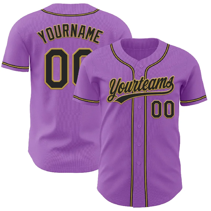 High-Quality Baseball Jerseys-Custom Medium Purple Black-Old Gold Authentic Baseball Jersey