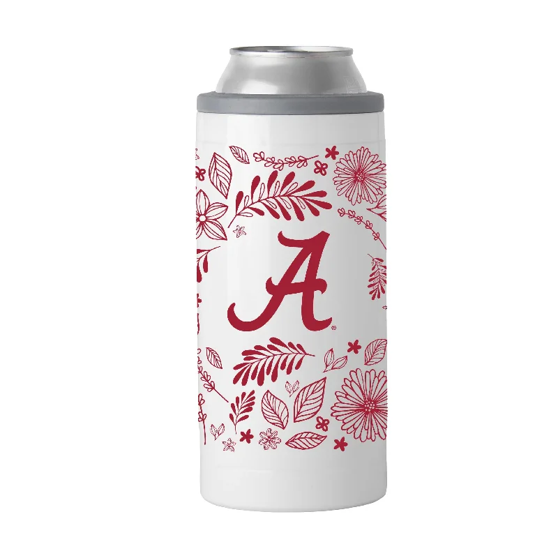 Team Mugs With Team Colors-Alabama 12oz Botanical Slim Can Coolie