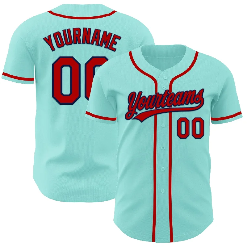 Premium Baseball Jerseys-Custom Ice Blue Red-Navy Authentic Baseball Jersey