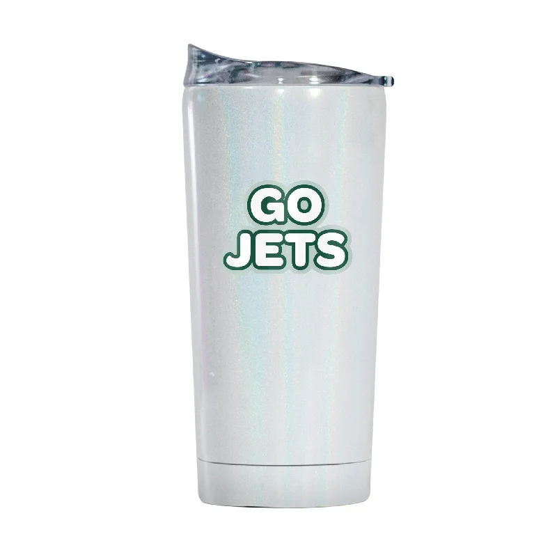 Team Mugs With Motivational Designs-New York Jets 20oz Bubble Iridescent Tumbler