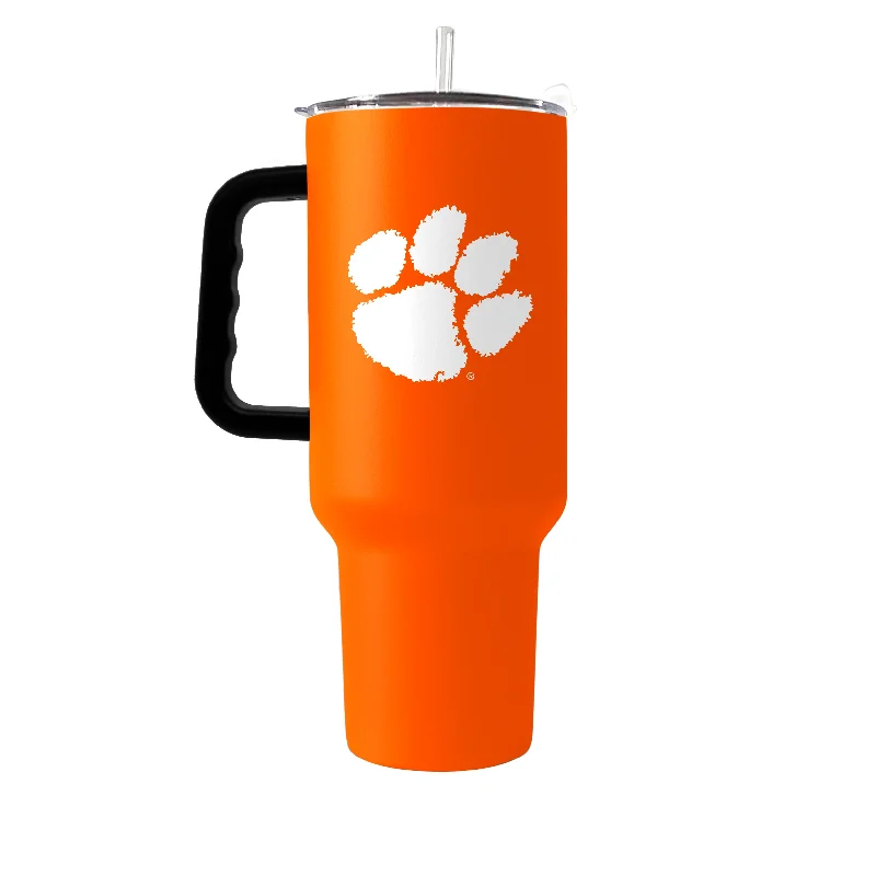 Team Mugs With Logo Prints-Clemson 40oz Flipside Powder Coat Tumbler