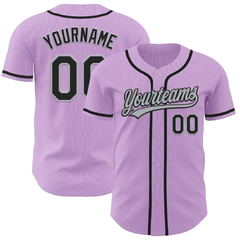 Custom Baseball Jerseys For Special Competitions-Custom Light Purple Black-Gray Authentic Baseball Jersey