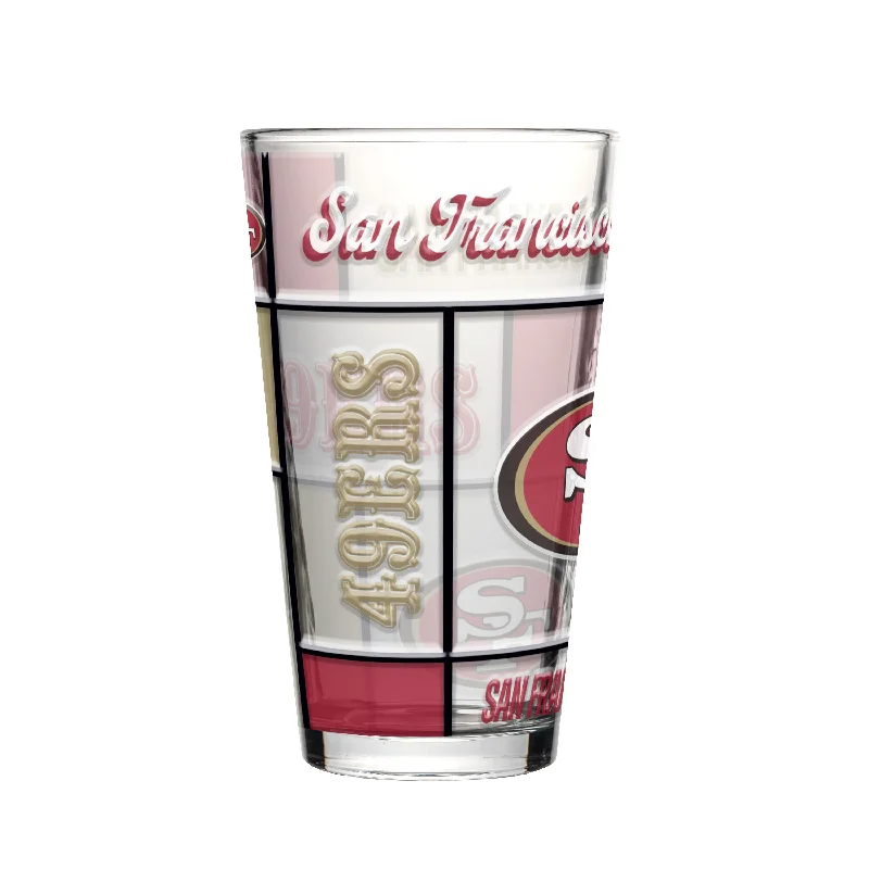 Team Mugs With Group Logos-San Francisco 49ers 16oz Quilted Stained Pint Glass