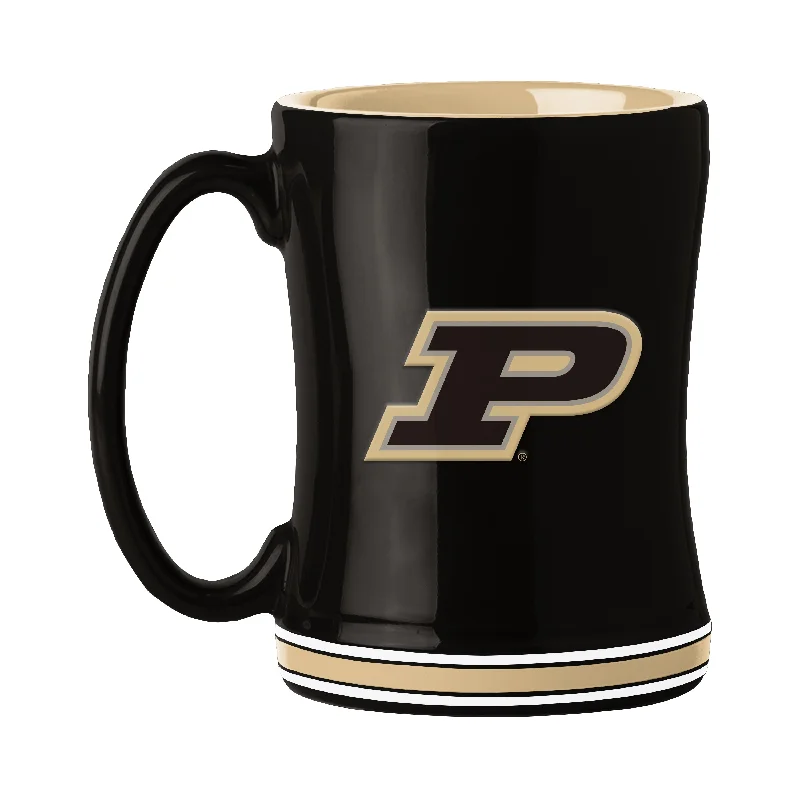 High-Quality Ceramic Team Mugs-Purdue 14oz Relief Mug