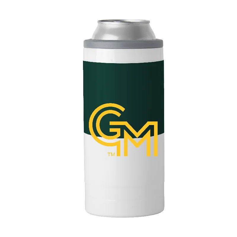 Custom Team Mugs For School Spirit-George Mason 12oz Colorblock Slim Can Coolie