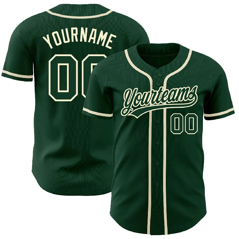 Custom Baseball Jerseys For High School Teams-Custom Green Green-Cream Authentic Baseball Jersey