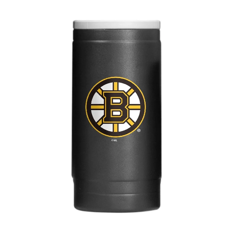 Team Mugs For Family Celebrations-Boston Bruins 12oz Flipside Powder Coat Slim Can Coolie