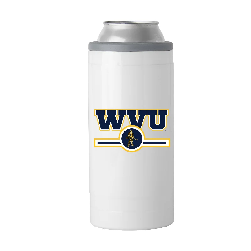 Sports Team Mugs-West Virginia Letterman 12 oz Slim Can Coolie