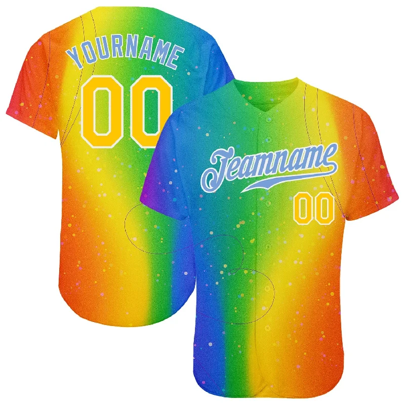 Youth Custom Baseball Jerseys-Custom Rainbow For Pride Month Love Is Love LGBT Authentic Baseball Jersey