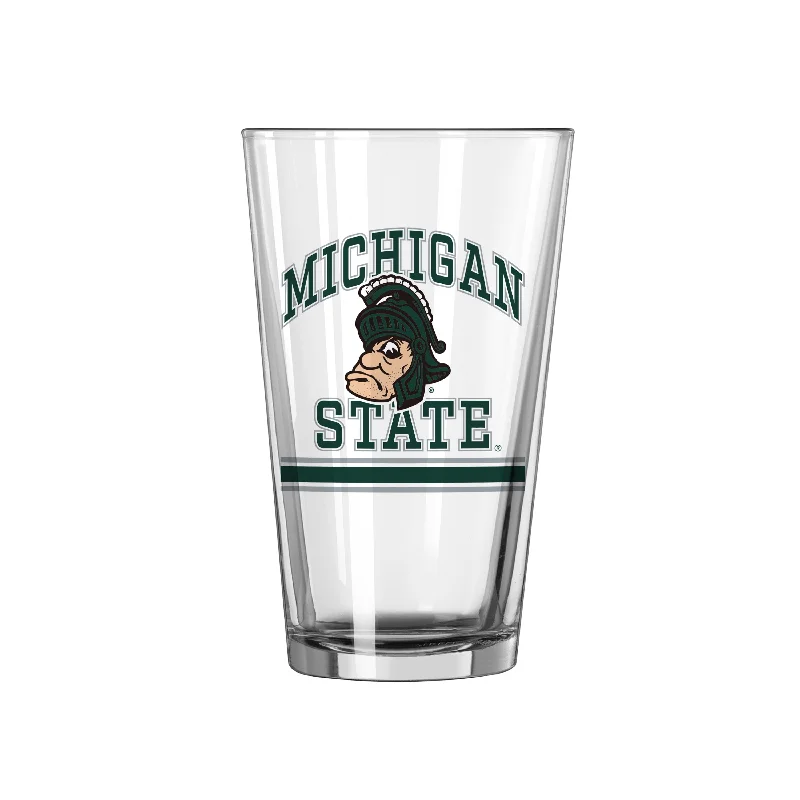 Sports Team Mugs With Team Logos-MI State Vault 16oz Archway Pint Glass