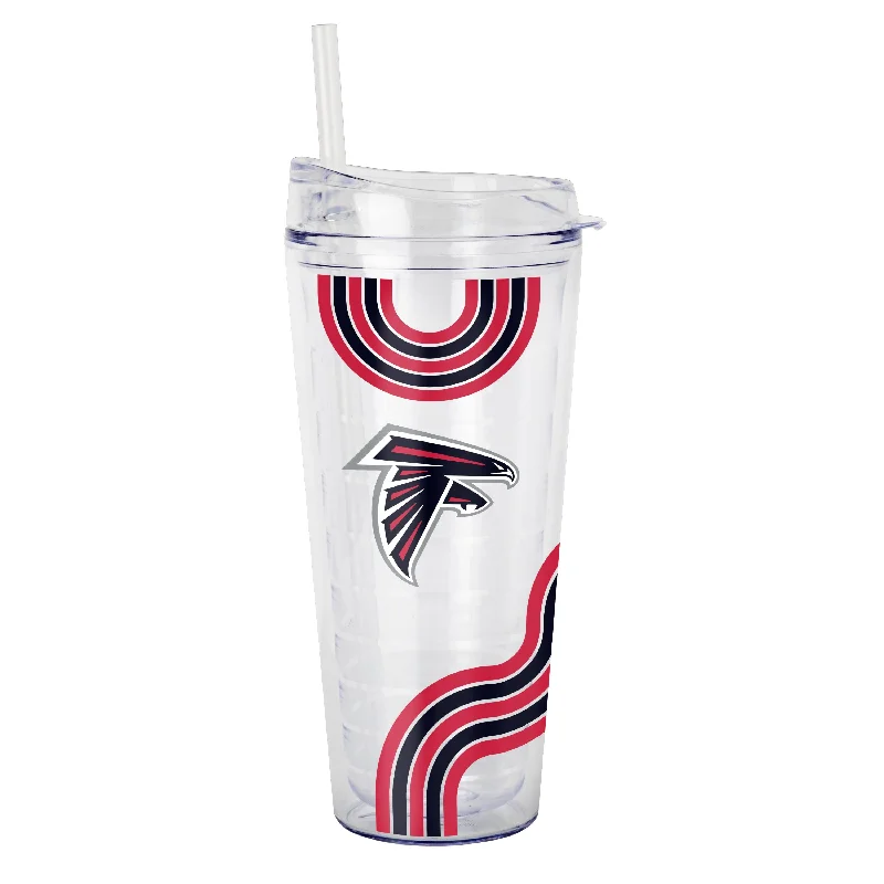 Funny Team Mugs-Atlanta Falcons 22oz Waves Dbl Wall Clear Tumbler