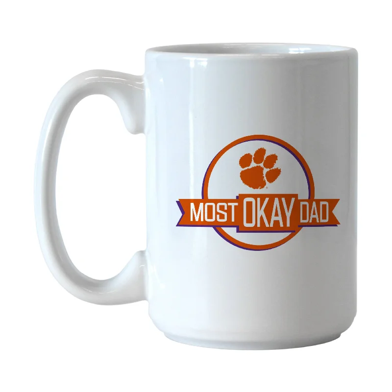 Personalized Team Mugs With Group Photos-Clemson 15oz Most Okay Dad Sublimated Mug